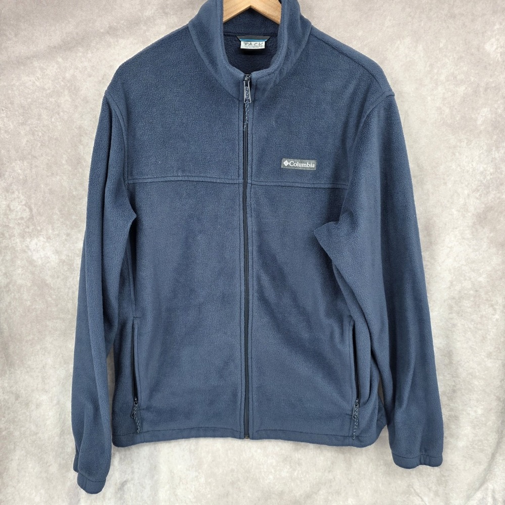 Columbia Fleece Jacket Mens Large Navy Blue Full Zip Hiking Outdoor